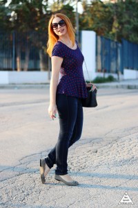 polka dotted peplum top